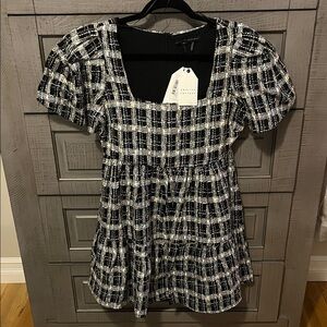 Black and White Plaid Dress